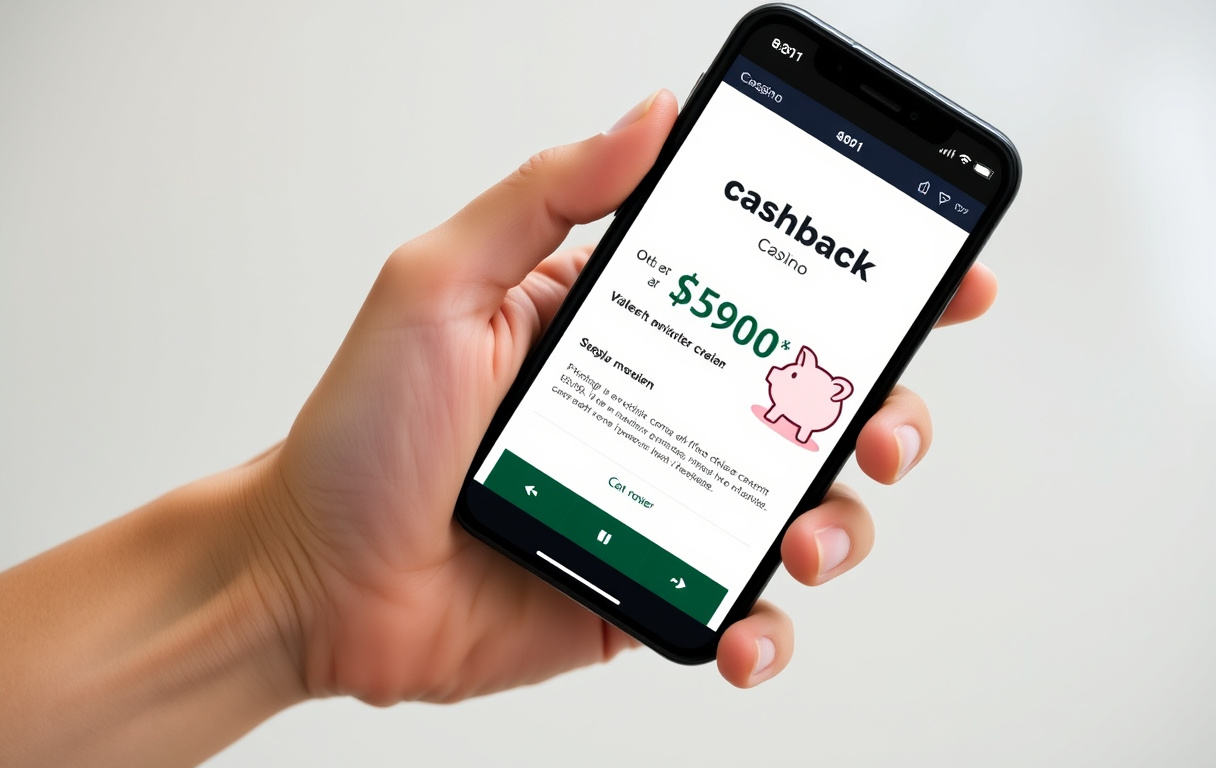 Smarttelefon som viser cashback-tilbud med norsk flagg og sparegris.