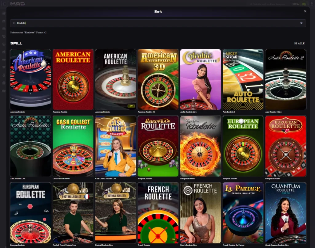 Mad Casino omtale – skjermbilde fra nettsiden