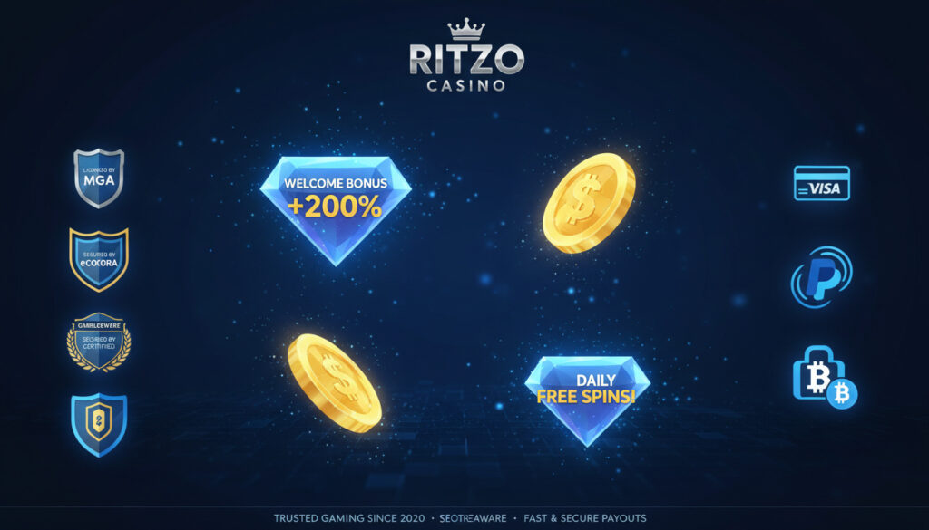 Ritzo casino utforsk bonuser lisens og betalingsmetoder
